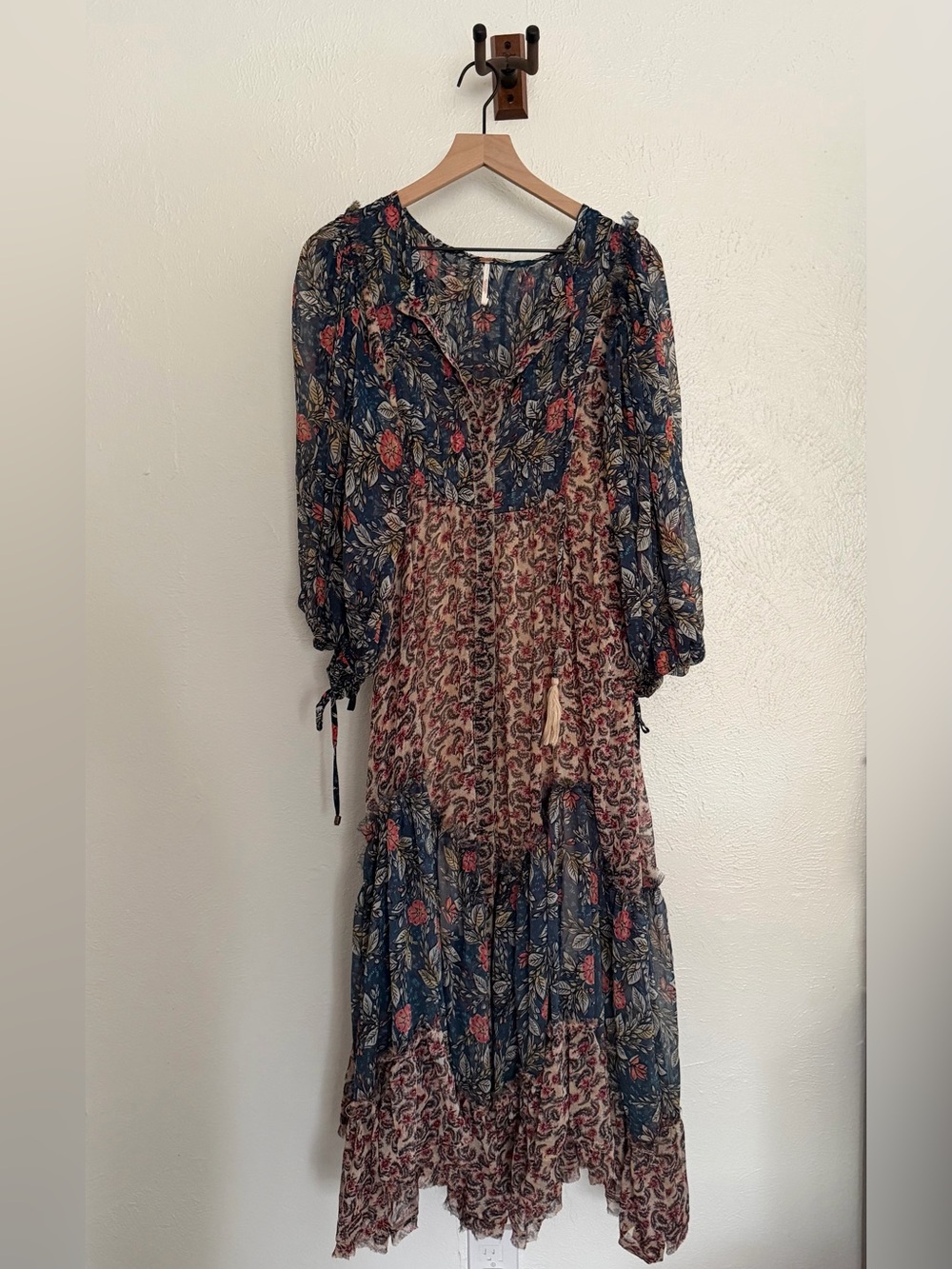 nwot free people estelle chiffon maxi dress